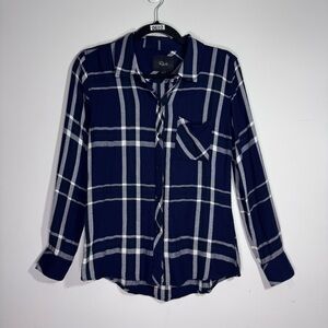 Rails Hunter Plaid Button Down Shirt Midnight White Pine Rayon Small